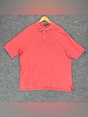 Polo Ralph Lauren Polo Shirt Men’s 2XLT Big & Tall Salmon Pink Blue Pony